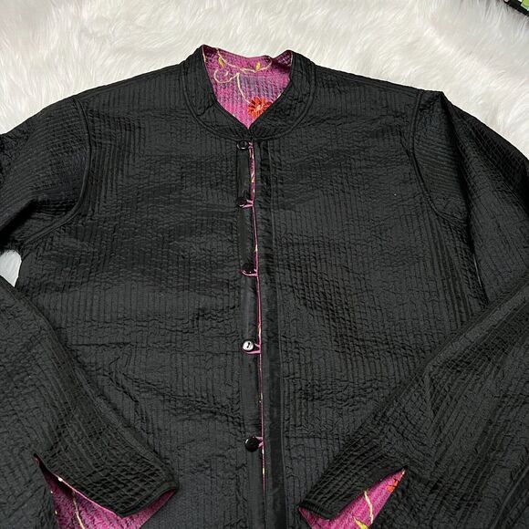 SAM HILU'S CLASSICS REVERSIBLE QUILTED JACKET FLORAL PURPLE / BLACK - Picture 7 of 9